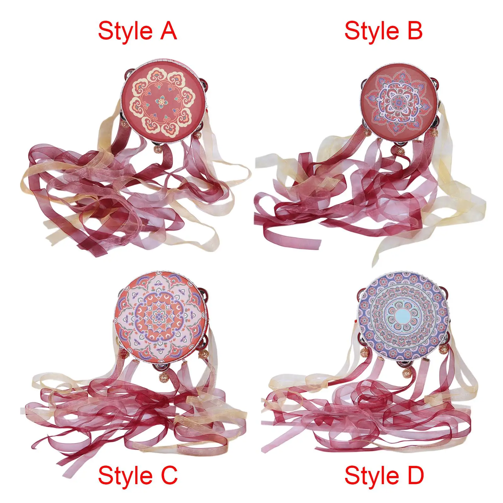 

Hand Drum 7.28 with Ribbon Lightweight Tambourine Drum Chinese for Festival Party Supplies Stage Performance Adults Kids