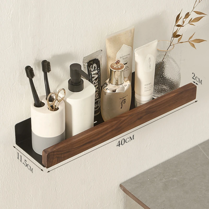 Walnut towel rack no punch bathroom shelf toilet wall mounted washroom storage organizer bath towel holder bathroom accessories