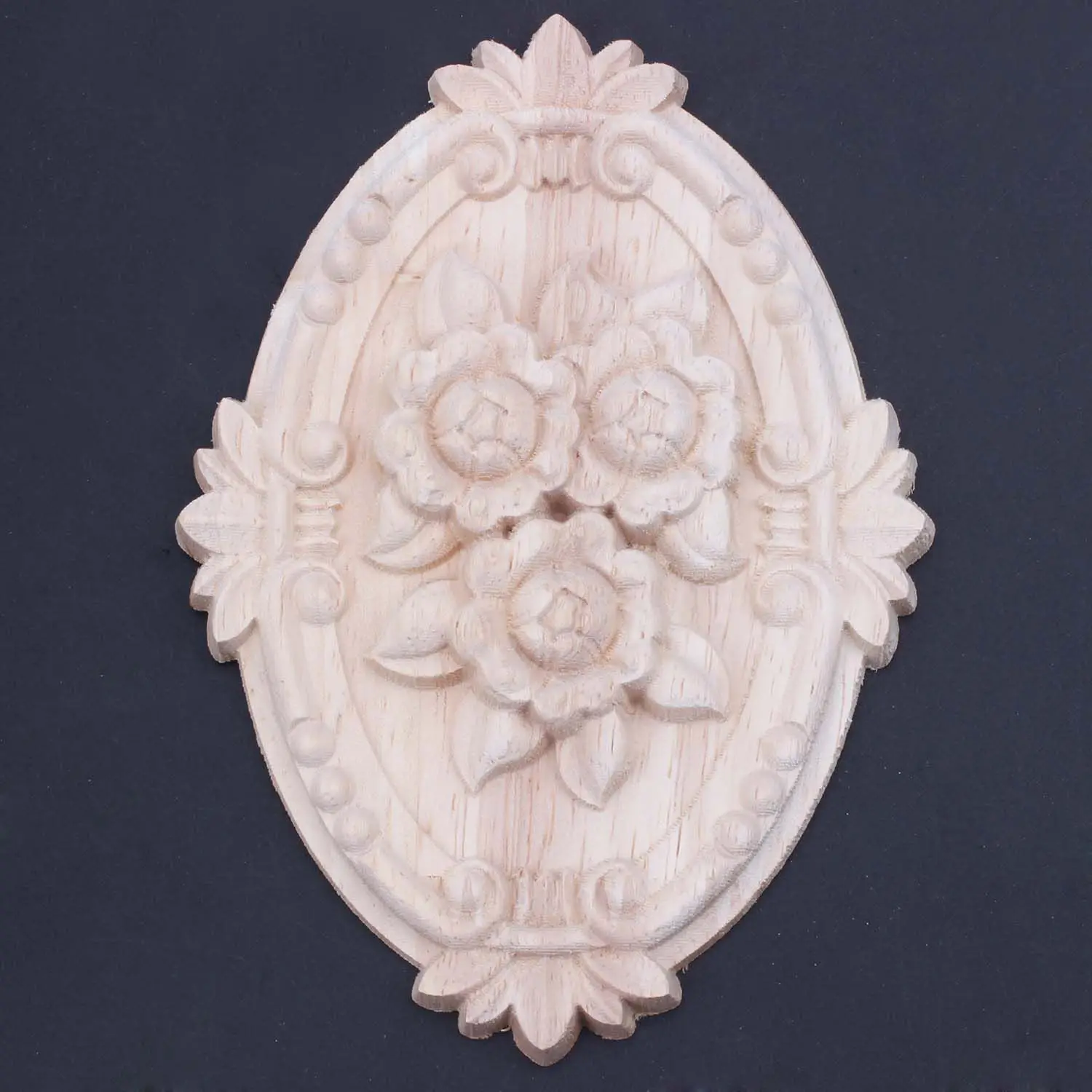 SLQZT Retro Wood Ornament Applique Carving Ornament for Cabinet Door Furniture Decoration(13X9cm)