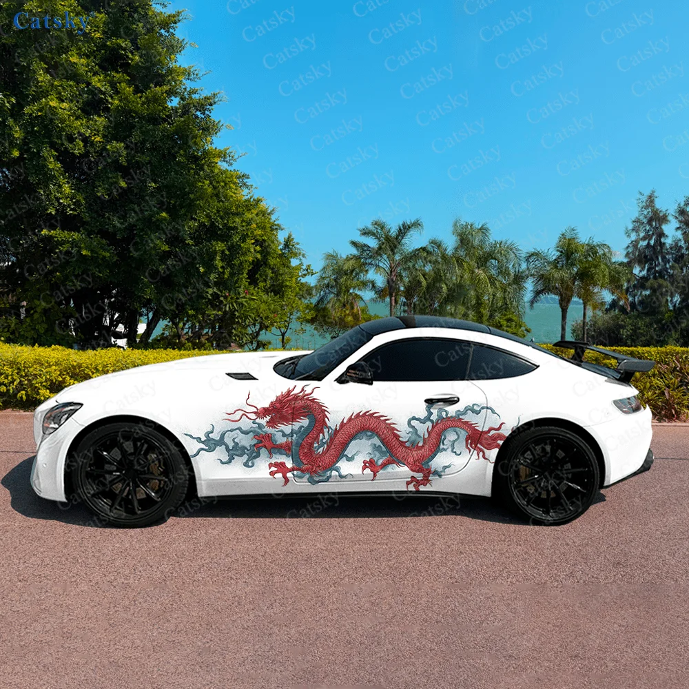 Colorful Dragon Special Car Side Sticker Decor, PVC Waterproof Scratch Resistant Decal, Car Protection, Auto Accessories Gift