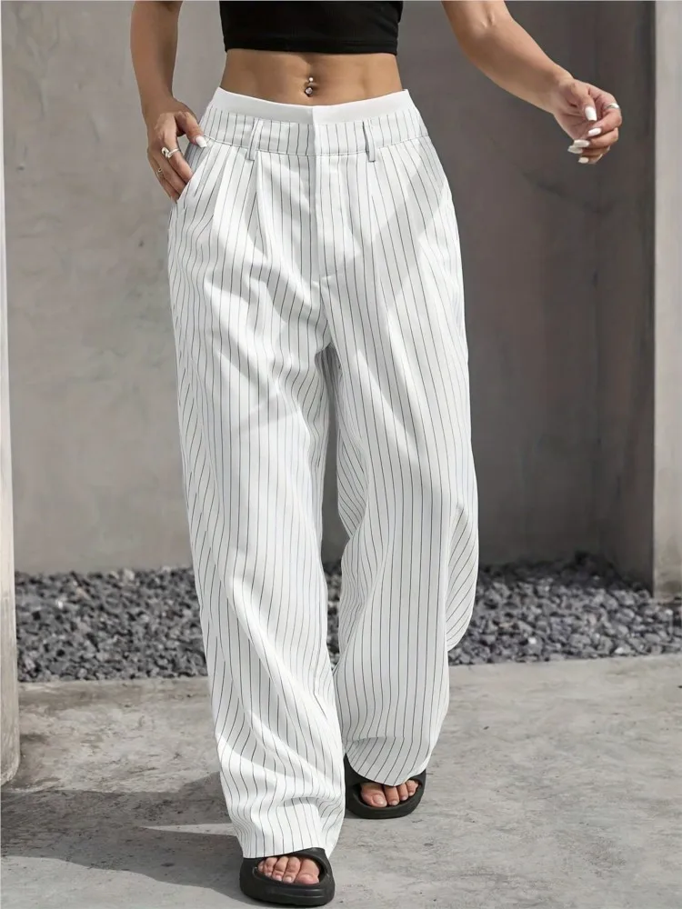 

Women's Printed Length Pants 2025 Spring Autumn High Waist Fashion Casual Pant Loose Wide Leg Ropa De Mujer Streetwear Trouser
