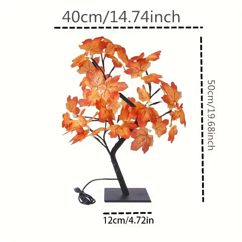 1pc LED Maple Tree Light Artificial Maple Leaves Tree Lamp USB Xmas Tree Tabletop Lights For Holiday Garden Patio Party Decor