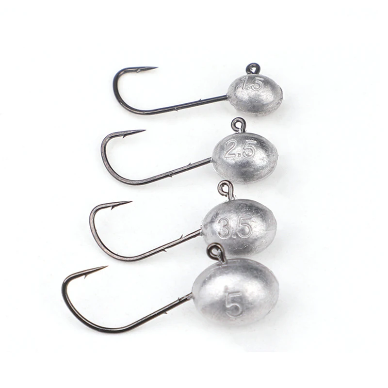 5pcs Jig Head Hook 1.5g 2.5g 3.5g 5g Exposed Head Hook Barbed Hook Trout Soft Worm Lure Jig Fishing Hook Fishing Tackle