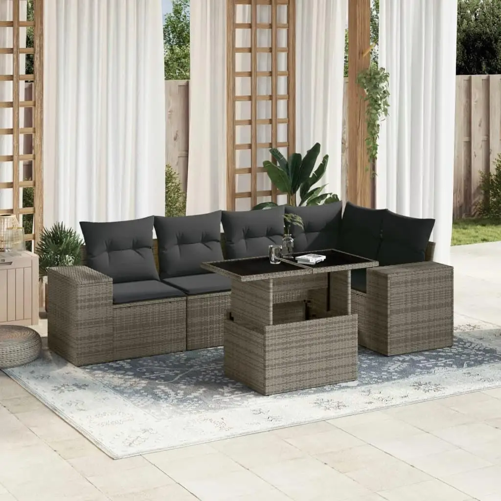 

Comfortable Grey Garden Sofa Set Outdoor Furniture for Patio Balcony Living Room Modern Lightweight Durable Cushions Included