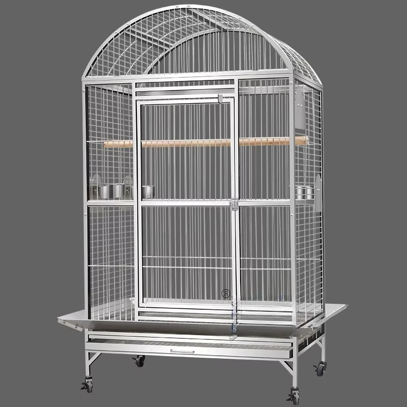 2026 Extra Large 304 Stainless Steel Bird Cage, Solid Pattern With Button For Parrot Breeding