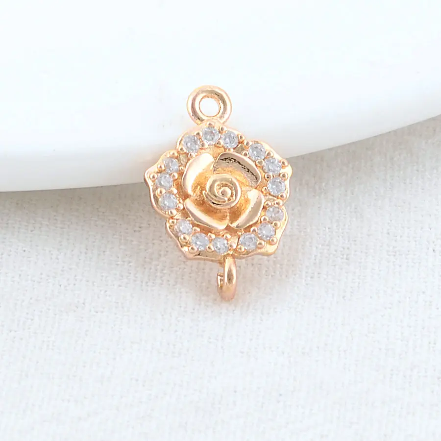 6PCS 12*18MM 14K Gold Color Brass 2 Holes Flowers Connect Charms Pendants Necklace Jewelry Making Supplies Diy Accessories