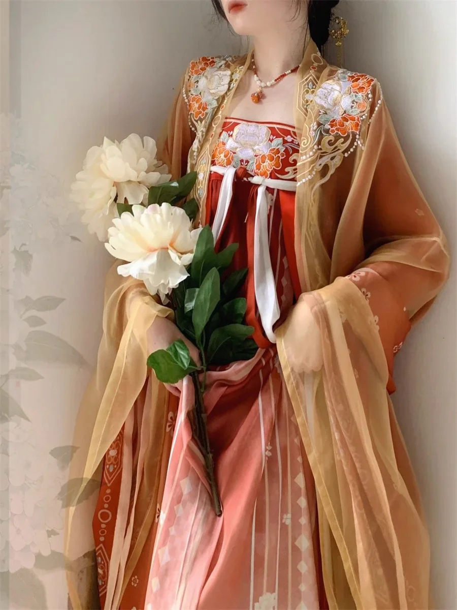 Chinese Hanfu Dress Carnival Fairy Cosplay Dress Embroidered Ancient Costume Pink Loose-sleeved Fairy Elegant Woman Dance Dress