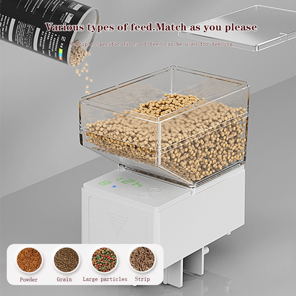 

Automatic Fish Feeders, Digital Auto Fish Food Dispenser, Precision Feeding Fish Turtle Feeder with LED Display, Timer, Drawer