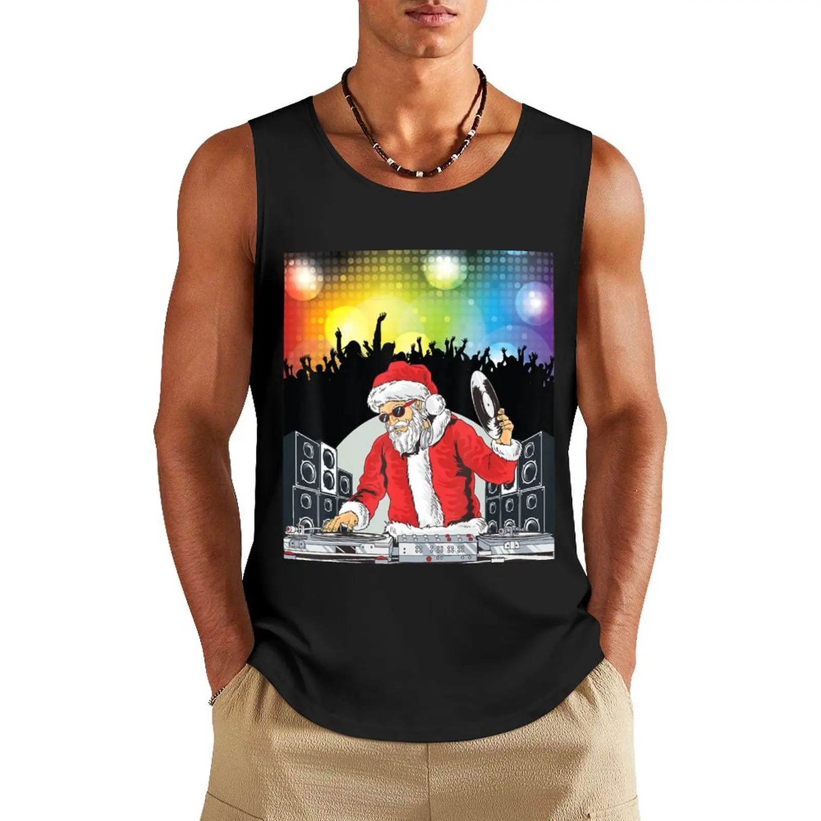 

Dj Santa Christmas Night Hip Hop Music Party Edm Dj Mixer Tank Top Vest for boy best selling products bodybuilding men