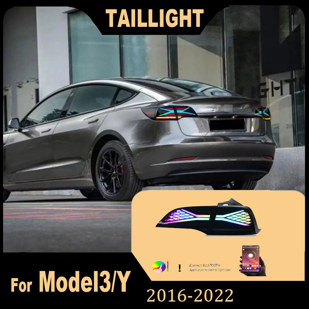 

Taillights For Tesla Model3 ModelY 2018 2019 2020 2021 2022 2023 RGB Car Start Up Animation Rear Lamp X-men Taillight Assemblies