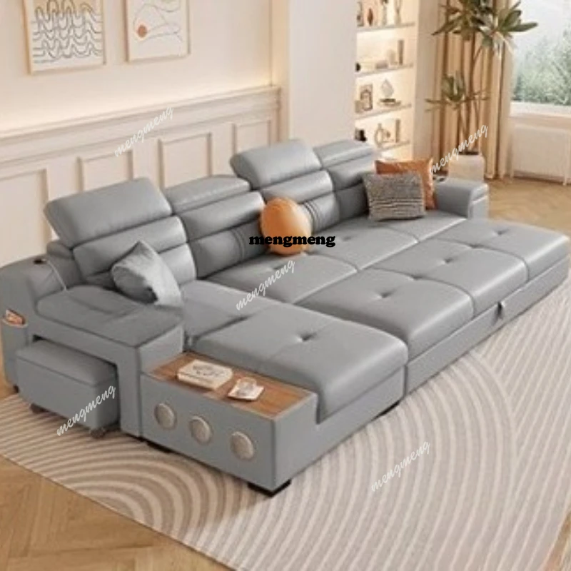 

Multifunction Storage Sofas Genuine Leather Minimalist Apartment Straight Sofas Elegant Bedrooms Divani Da Soggiorno Furniture