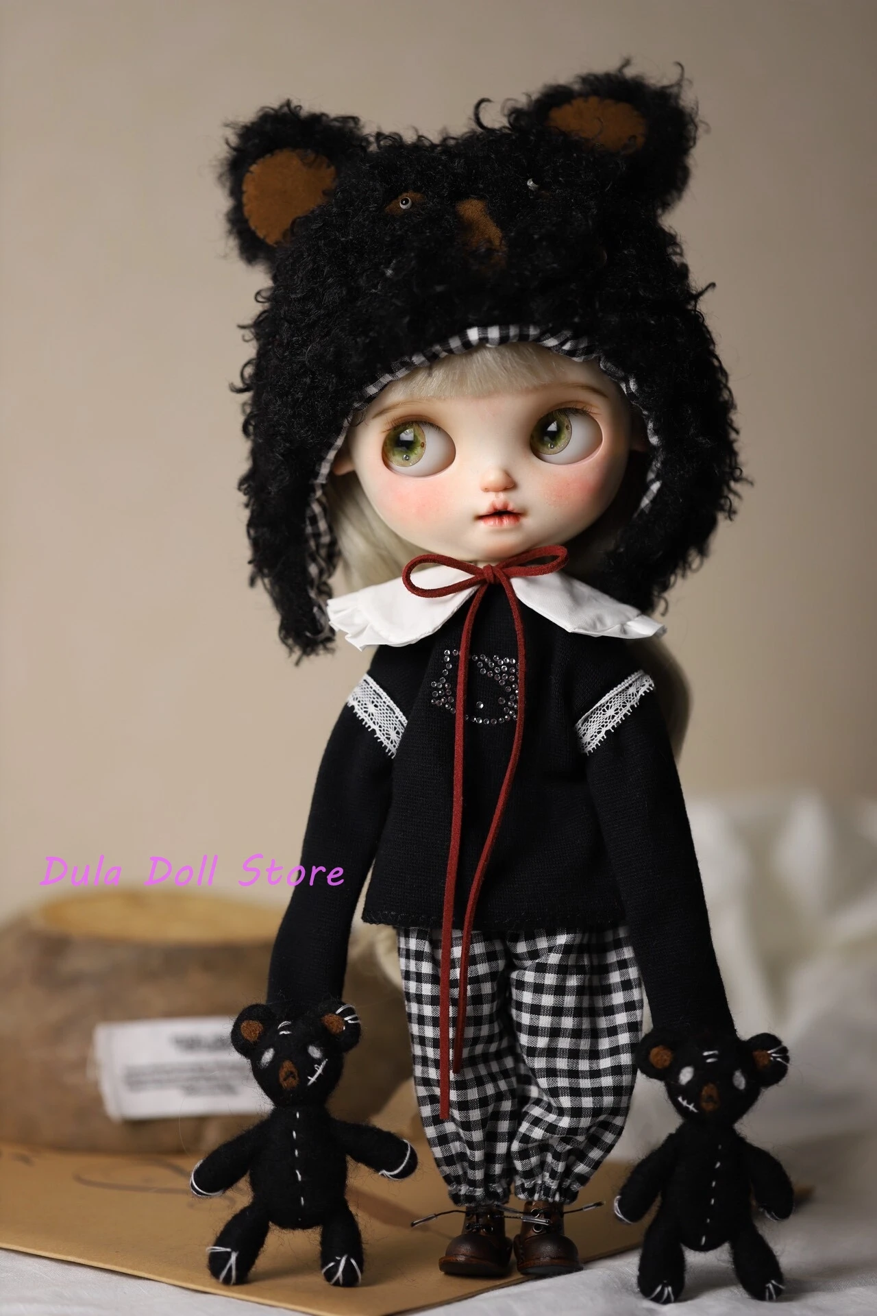

s Dula Doll Clothes black Little Bear for Blythe Landazz Landoudou ob24 ob22 Doll