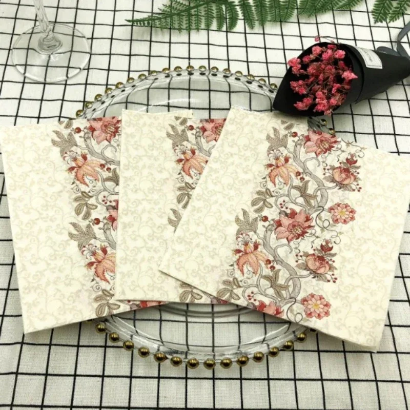 

Flower Colorful Printed Napkins Restaurant Cafe Paper Towels Folding Facial Tissue Mouth Cloth Birthday Party Decorations Papel
