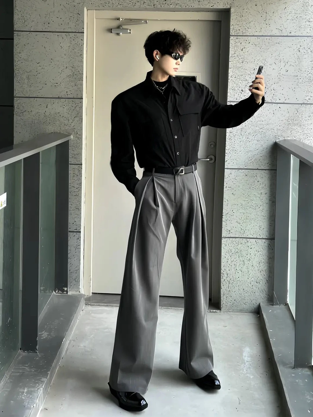 

Cleanfit ey Pleated Men's Trousers Spring Season Lift Pant Leg Lengthening Micro Flared Pants American High Street Knife Pants