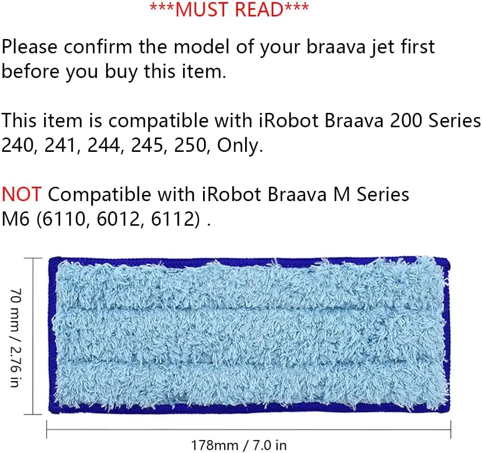 Washable Mop Cloth For iRobot Braava Jet 240 241 245 250 Robotic Vacuum Cleaner Wet Pad Mop Dry Damp Pad Mop Spare Parts