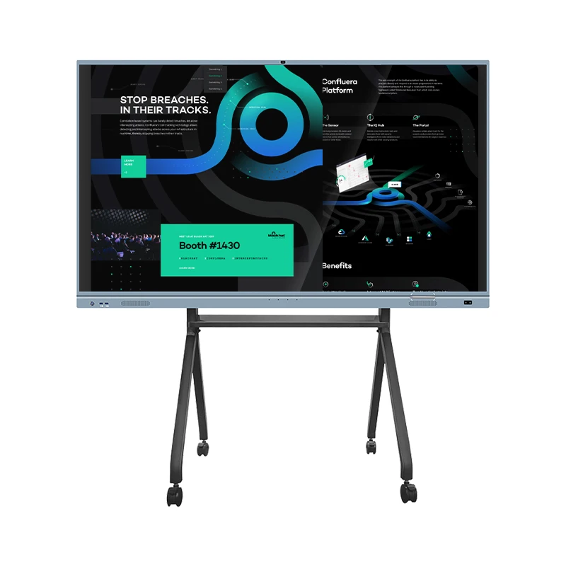 55 65 75 98 Inch 4K All One Digital Interactive Whiteboard Smart LCD Flat Panel Aluminum Alloy Frame Built-in Camera 20 Points