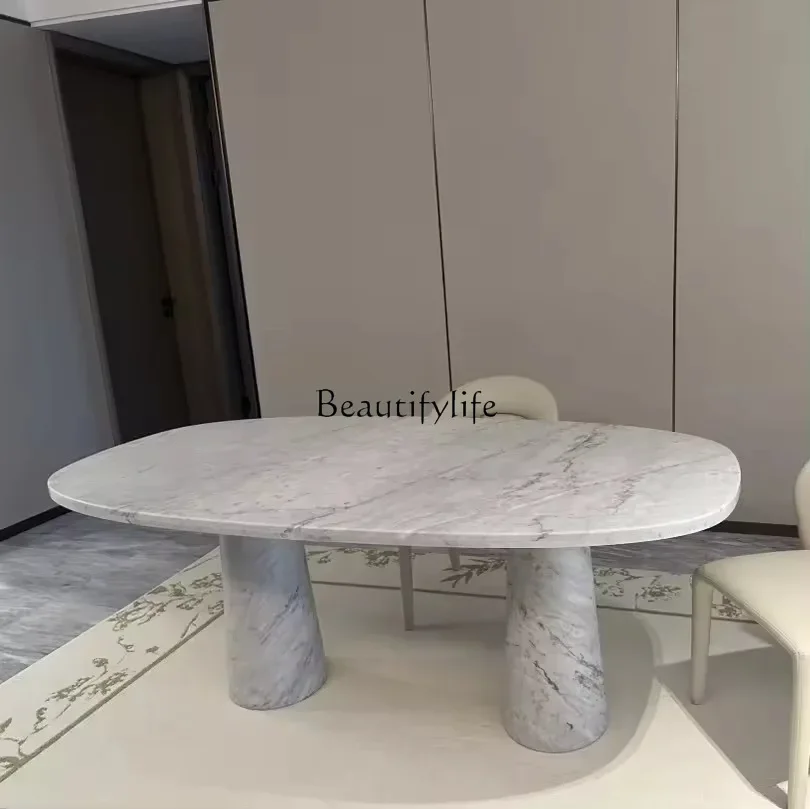 

ls 27Italian minimalist designer light luxury natural marble coffee table Carrara white square luxury stone tea table