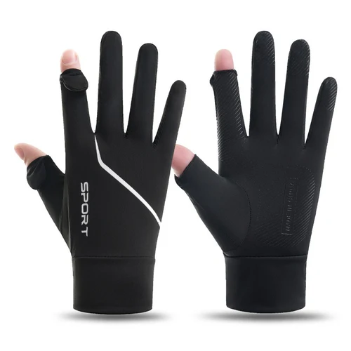 Guantes de seda de hielo con protección solar UV, guantes antideslizantes con pantalla táctil de dedo completo, guantes transpirables de verano para exteriores para conducir, andar en bicicleta