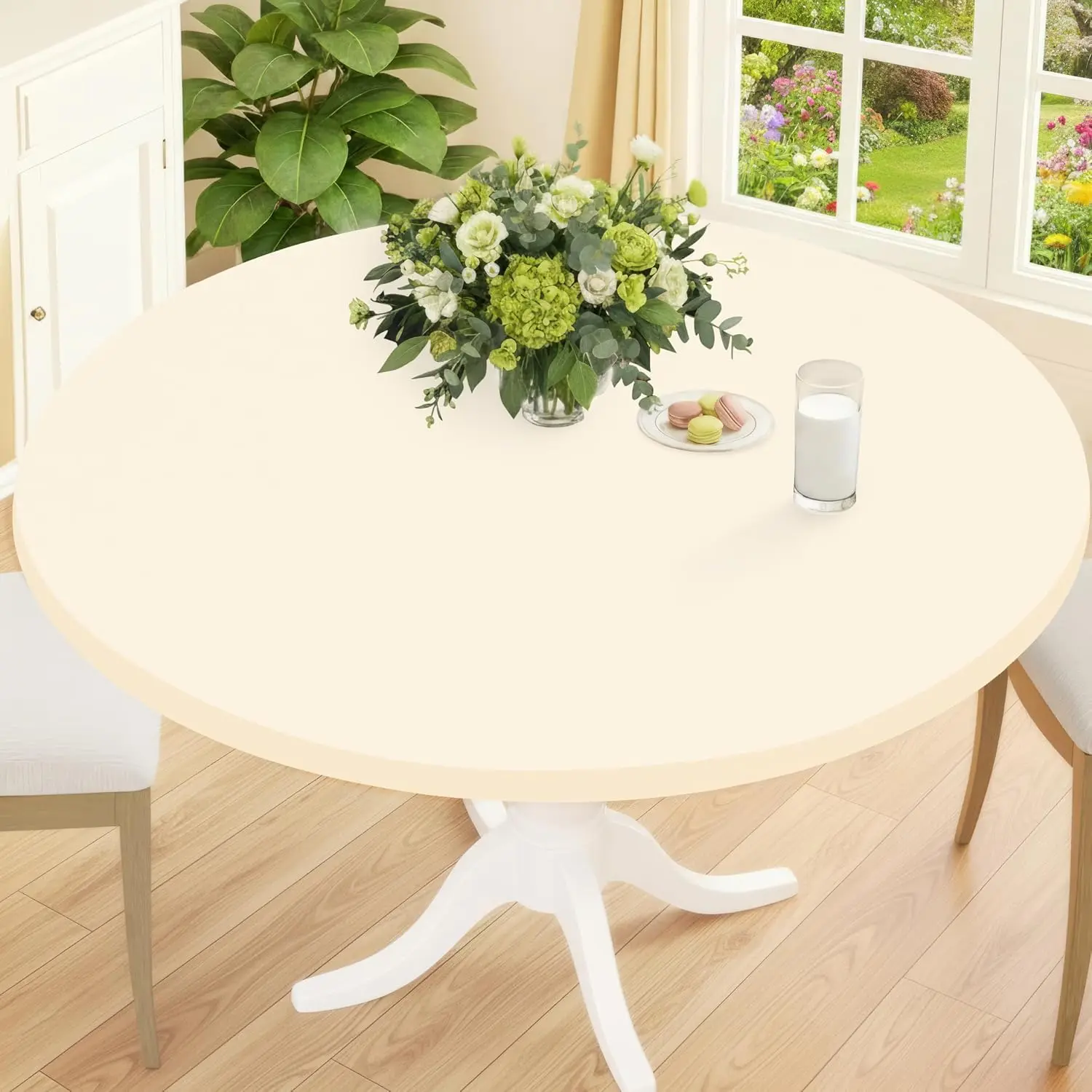 Round Spandex Tablecloth,Stain Resistant Elastic Fitted Washable Tablecloth,Dining,for wedding,Camping,Dining,Indoor and Outdoor image 3