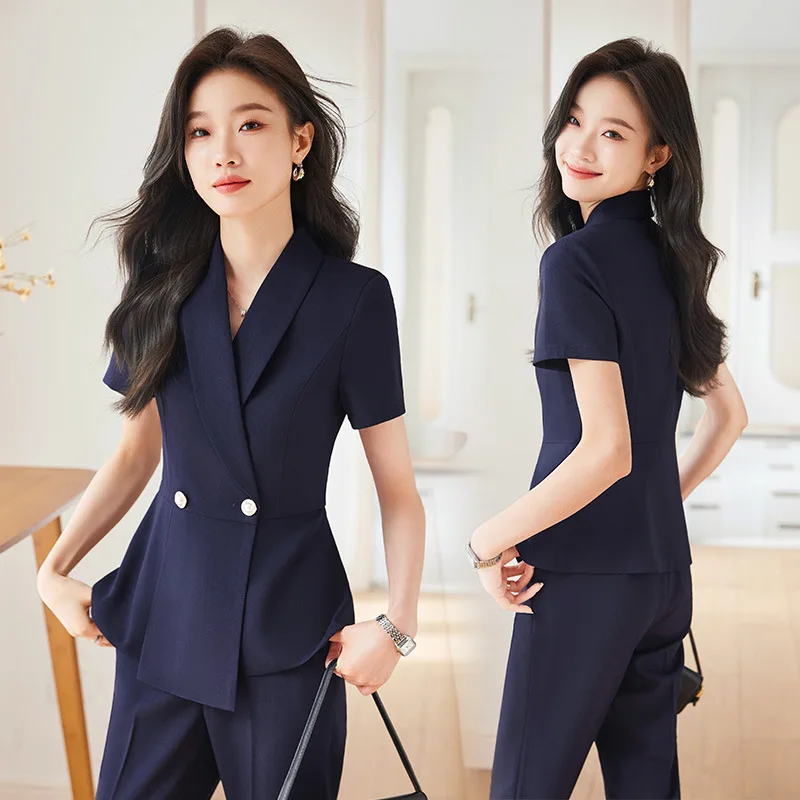 

Black Suit Jacket Female Summer Thin Short-Sleeved High Sense Elegant Formal Clothes Work Clothes Business Wear Suit Suit