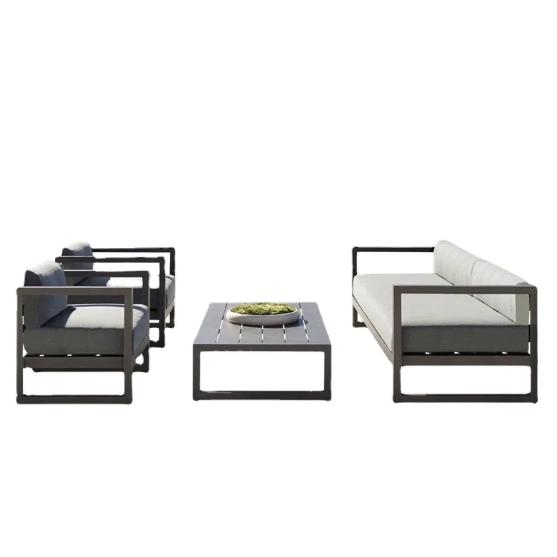 Outdoor wrought iron sofa coffee table leisure single combination garden villa rattan chair furniture