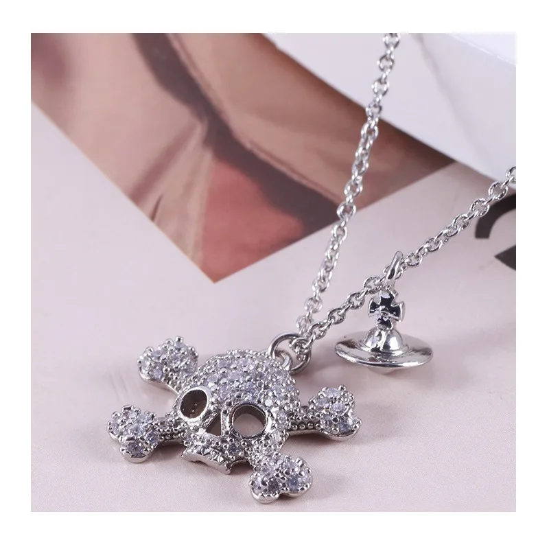 

Accessories Shine Full of Diamonds Personality Creative Skull Three-dimensional Planet Pendant Temperament Necklace Sweater Chai