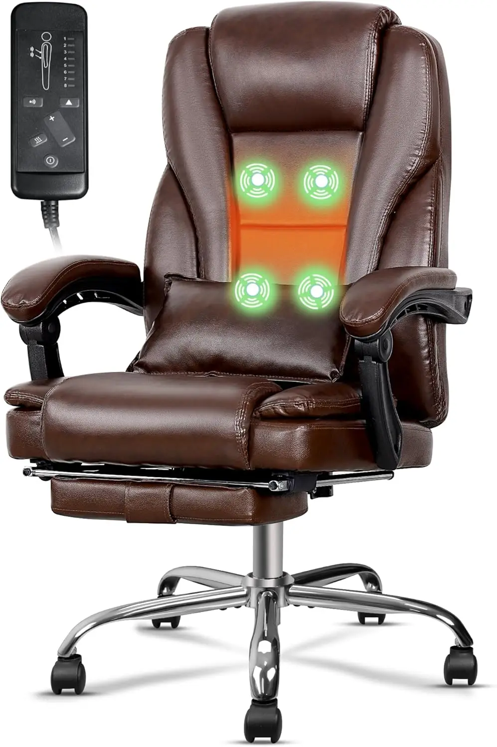 

Ergonomic Office Chair with Heat and Massage, Massage Office Chair with Footrest, Wheels, Lumbar Support