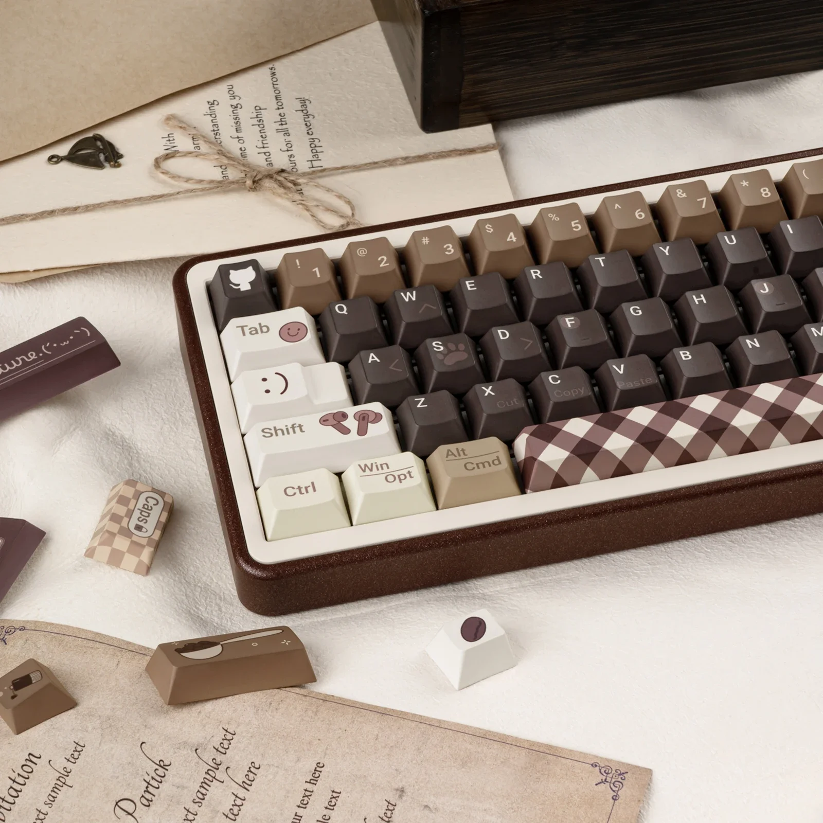 

Programmer coffee keycaps Original height PBT full five-sided sublimation Personalized customized mechanical keyboard keycaps