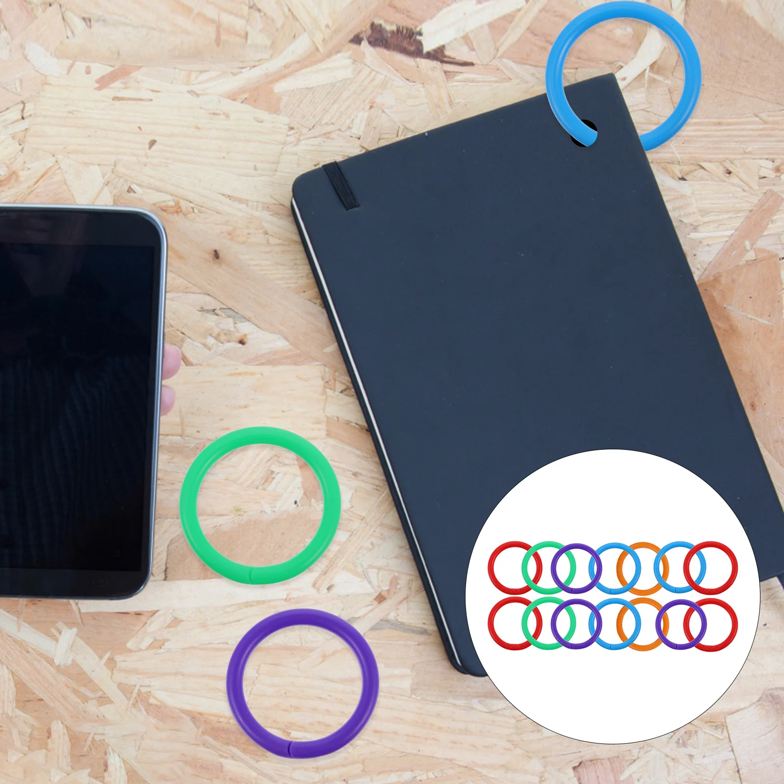 100Pcs Binder Rings Colorful Plastic Snap Loose Leaf Notebook Organizers Easy Install No Hurt Hands Loose Leaf Ring