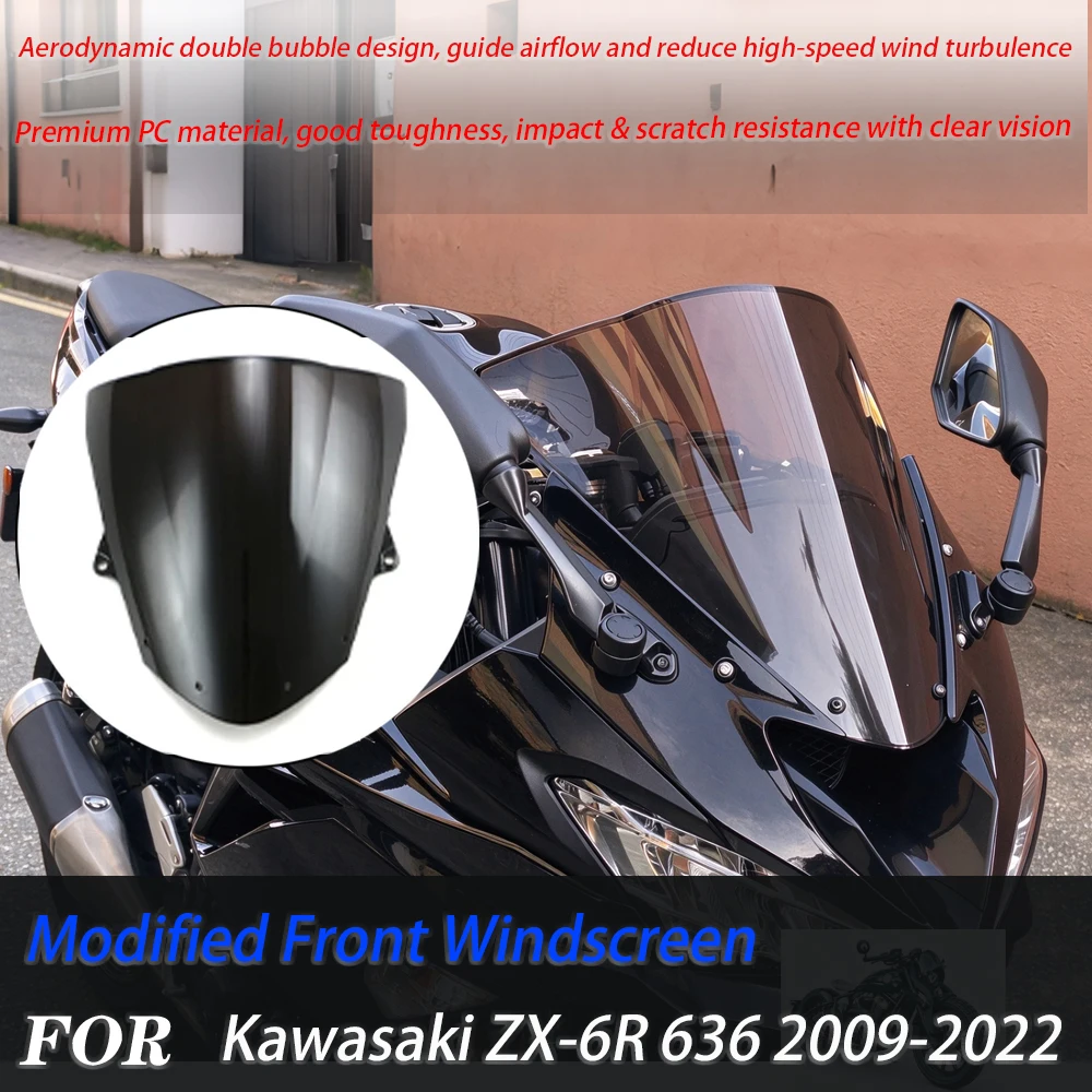 For Kawasaki ZX6R 636 ZX10R Racing Windscreen 09-22 / 08-10, Motorcycle Front Windshield Mod Parts