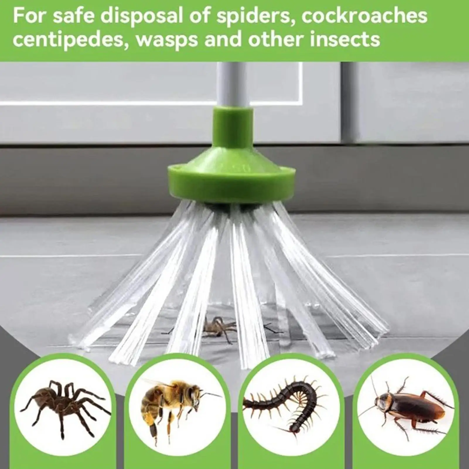Long Handle Spider Catcher Handheld Humane Small Animals Quick Capture Tool for Balcony Yard Porch Patio Garden Outdoor