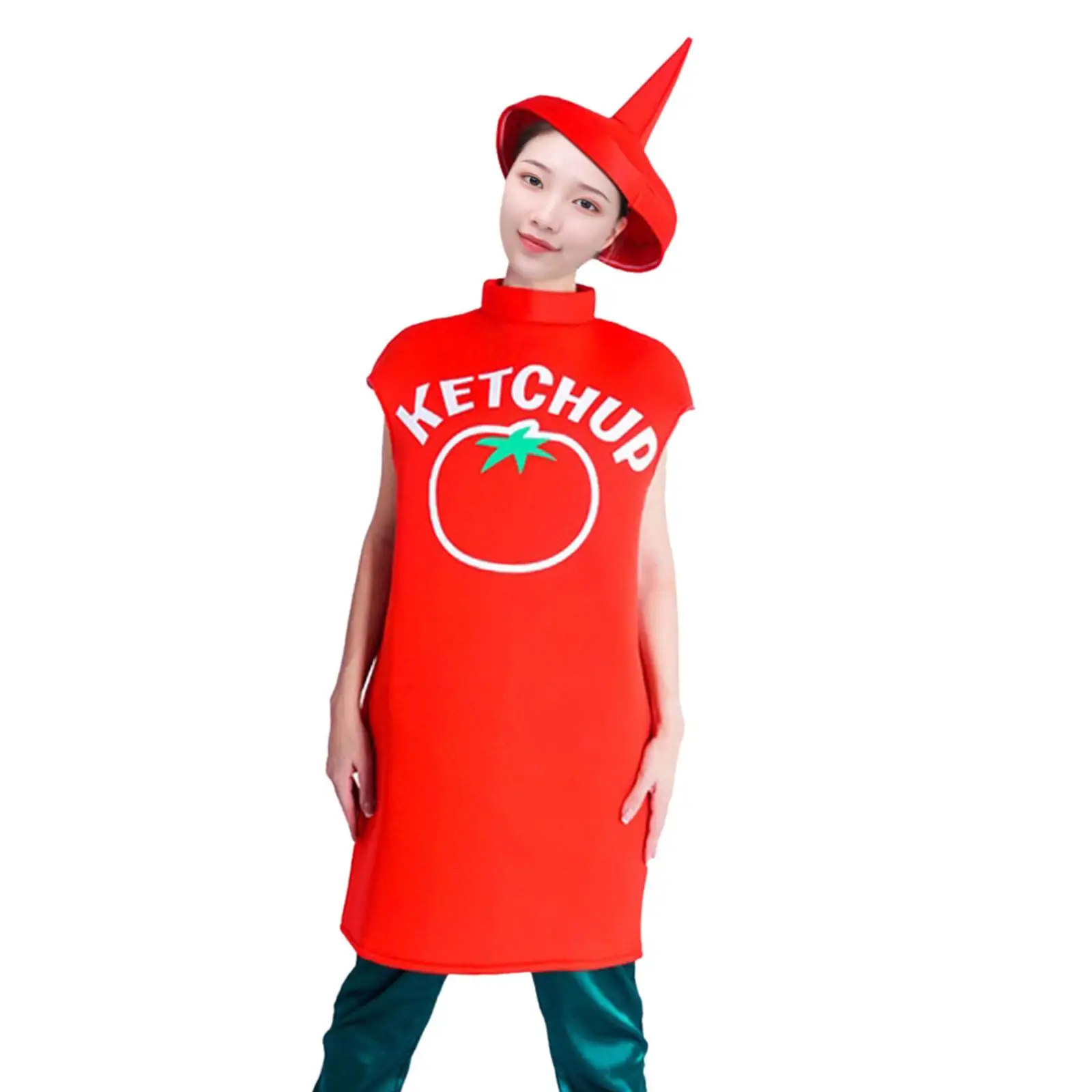 Ketchup Kostuum Voor Volwassenen Foto Rekwisieten Met Hoed Rollenspel Pak Fancy Dress Up