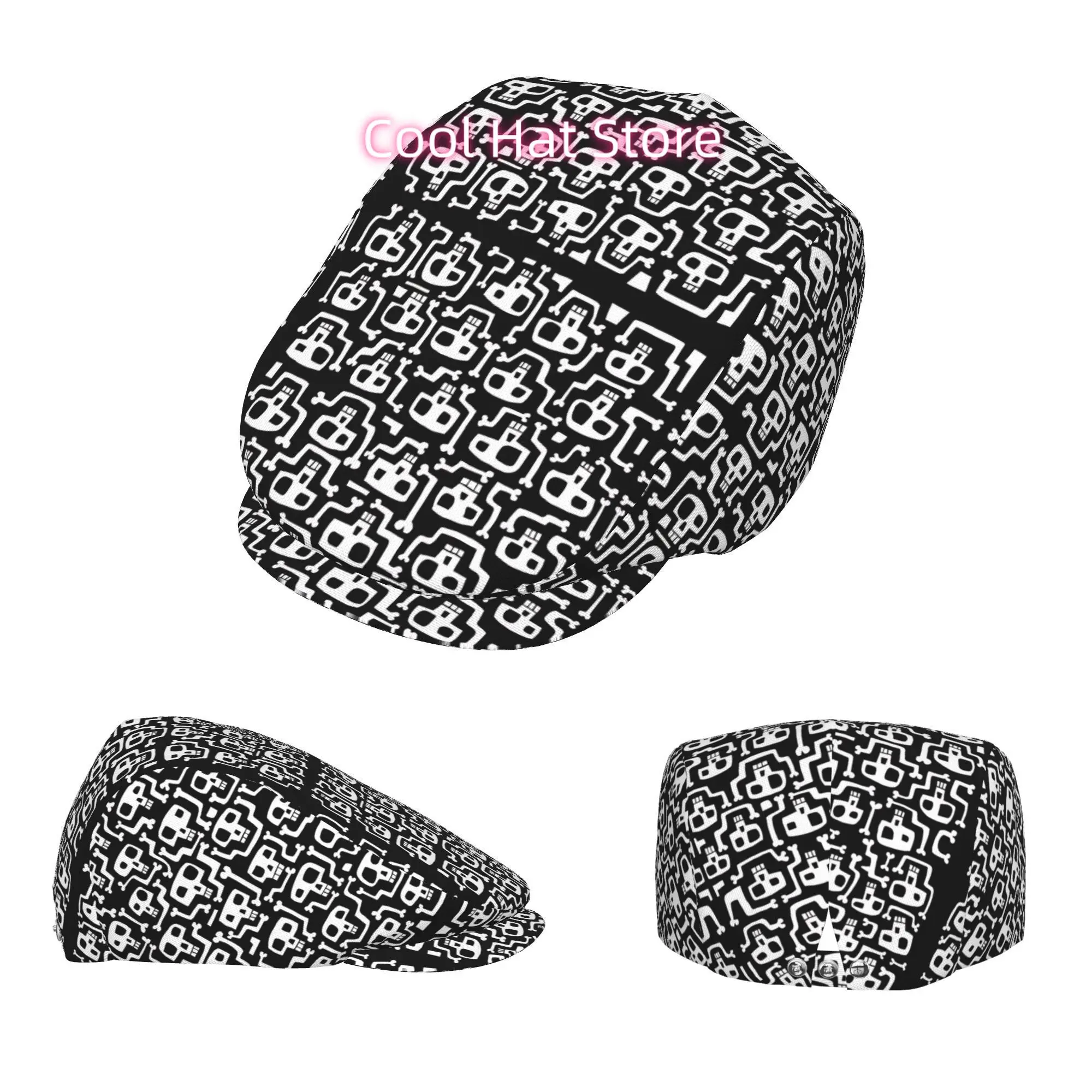 Full-width printing Dance of Skull Men and Women Flat Cap Adjustable Newsboy Cap Beret Ivy Cap Cabbie Flat Hat Irish hat Fishing - view 4