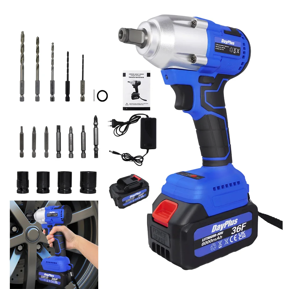 

Cordless Impact Wrench,1/2 Brushless Impact Gun,3-IN-1 Power Electric Wrench/Max Torque (420N.m),21V, 2x 6.0Ah Battery&Charger