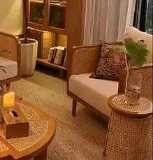 

Solid wood sofa combination holiday home rattan sofa new Chinese style