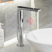 Touchless Faucet Bathroom Infrared Motion Sensor Tap Wash Basin Sink Single Cold Tap Deck Mount Battery Power Box Faucets Crane