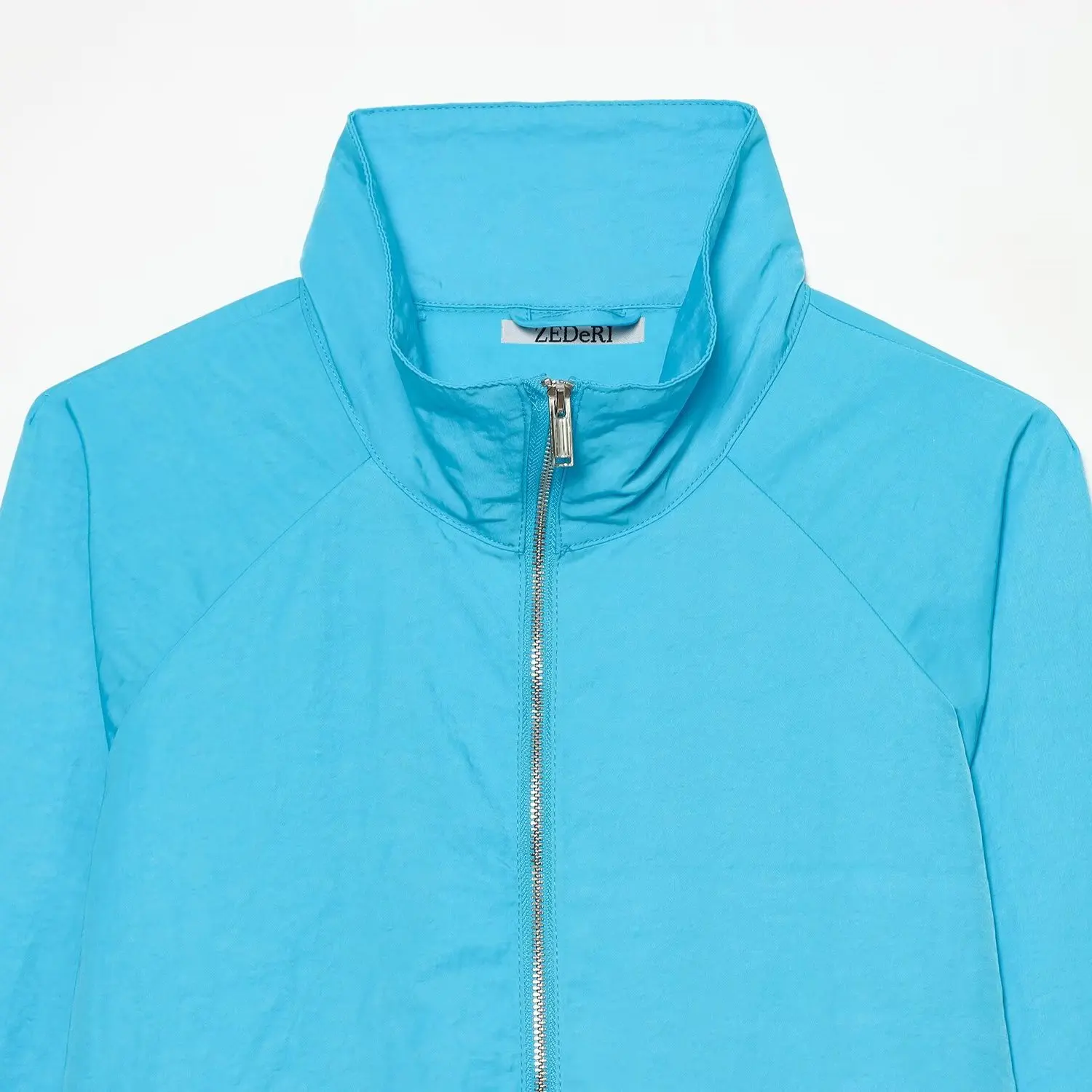 KASLEAD New Women's High-End Tech Fabric Zipper Jacket Short Outerwear Windproof Long Sleeve Polyester Fiber Autumn Fashion