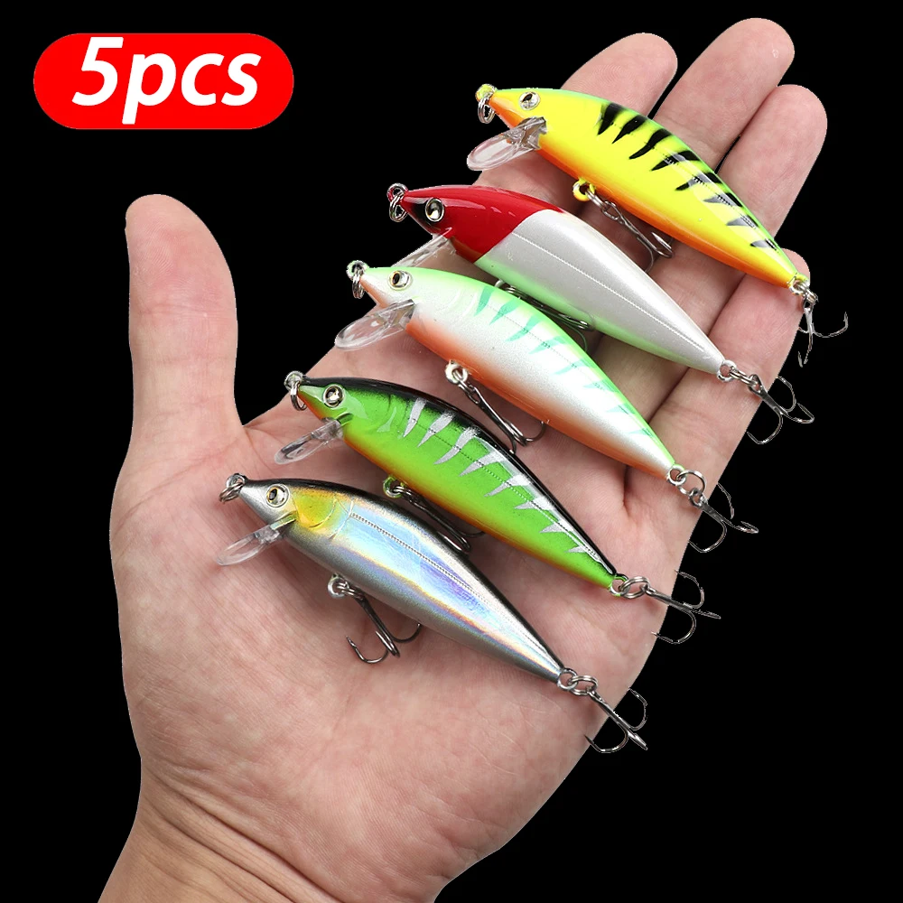 5PCS Angeln Locken Sinking Minnow Lange Casting Meer Angeln Süßwasser Angeln Bass Hecht Barsch Köder
