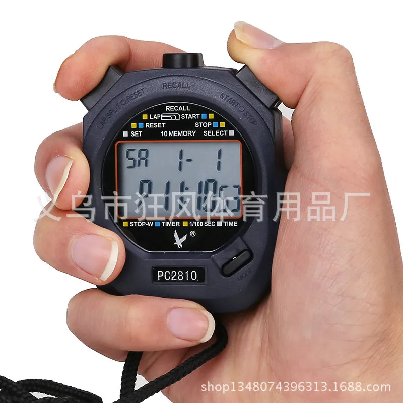 Genuine Goods TianfuPC2810Stopwatch Large Screen Two Rows10Track Memory Stopwatch with Lanyard Track and Field Running Timing Ru