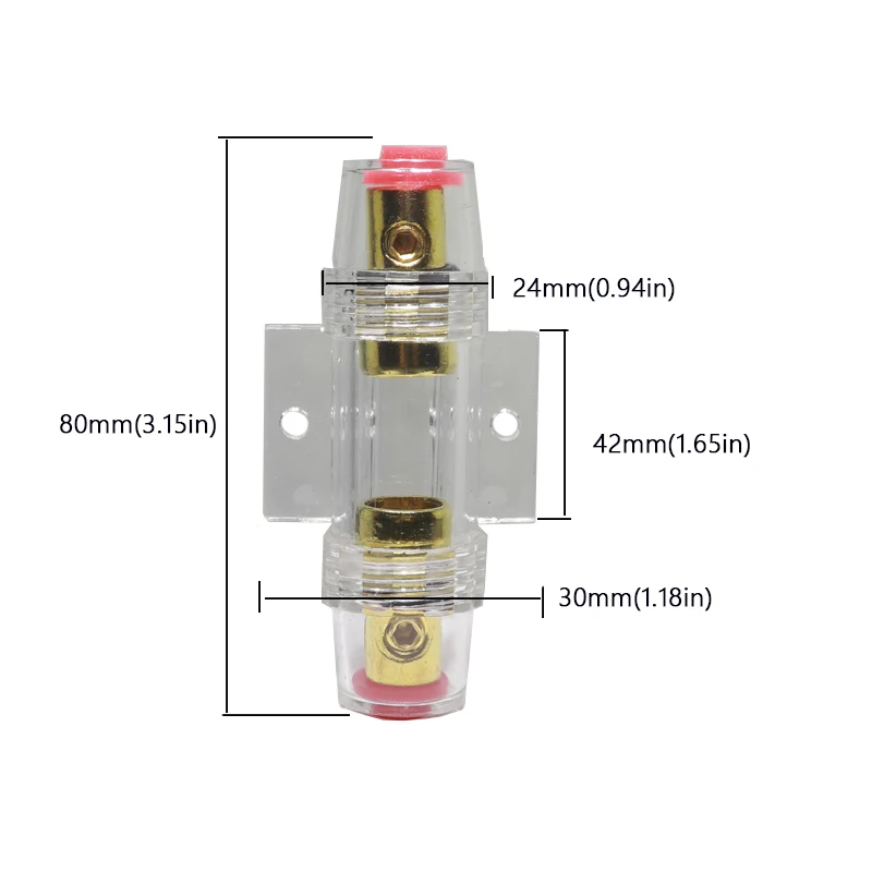 【1Set】 Fuse Holder Block For Car Vehicle Subwoofer Audio In Line AMP Amplifier Cable Gauge Gold Plated