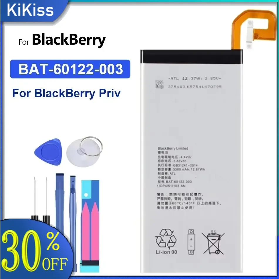 3360mAh Battery for BlackBerry Priv STV100-1/2/3 HUSV1 BAT-60122-003 Smartphone Batteries + Tools