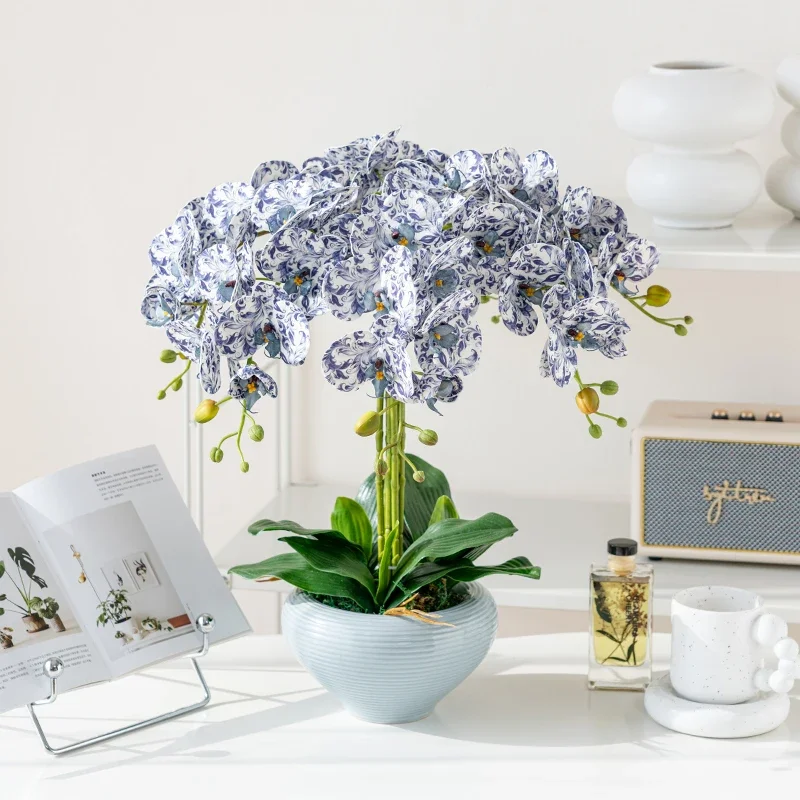 RoomTour feel moisturized Phalaenopsis fake flower decoration light luxury high-end flower arrangement plastic flower
