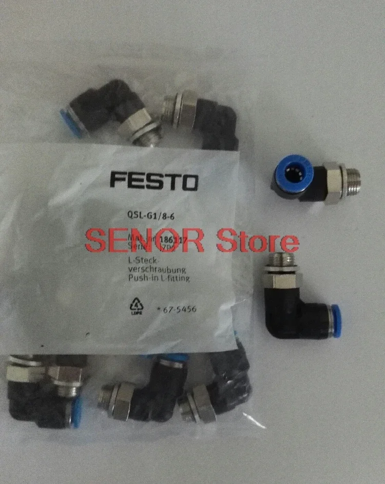 New and original L-type quick-plug threaded joint QSL-G1/8-6 (186117)