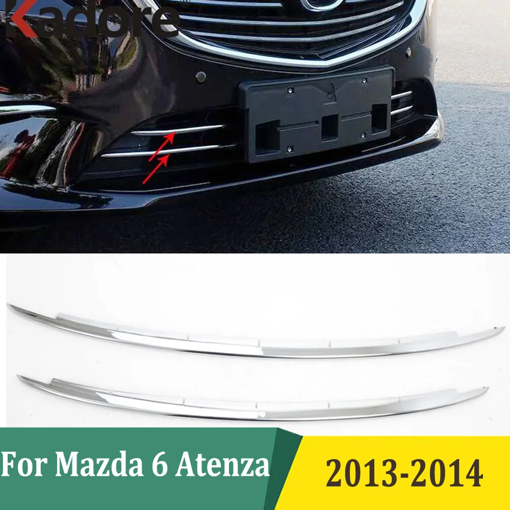 For Mazda 6 M6 Atenza 2013 2014 Front Bottom Bumper Molding Racing Grill Trim Cover Strip Exterior Accessories ABS Chrome