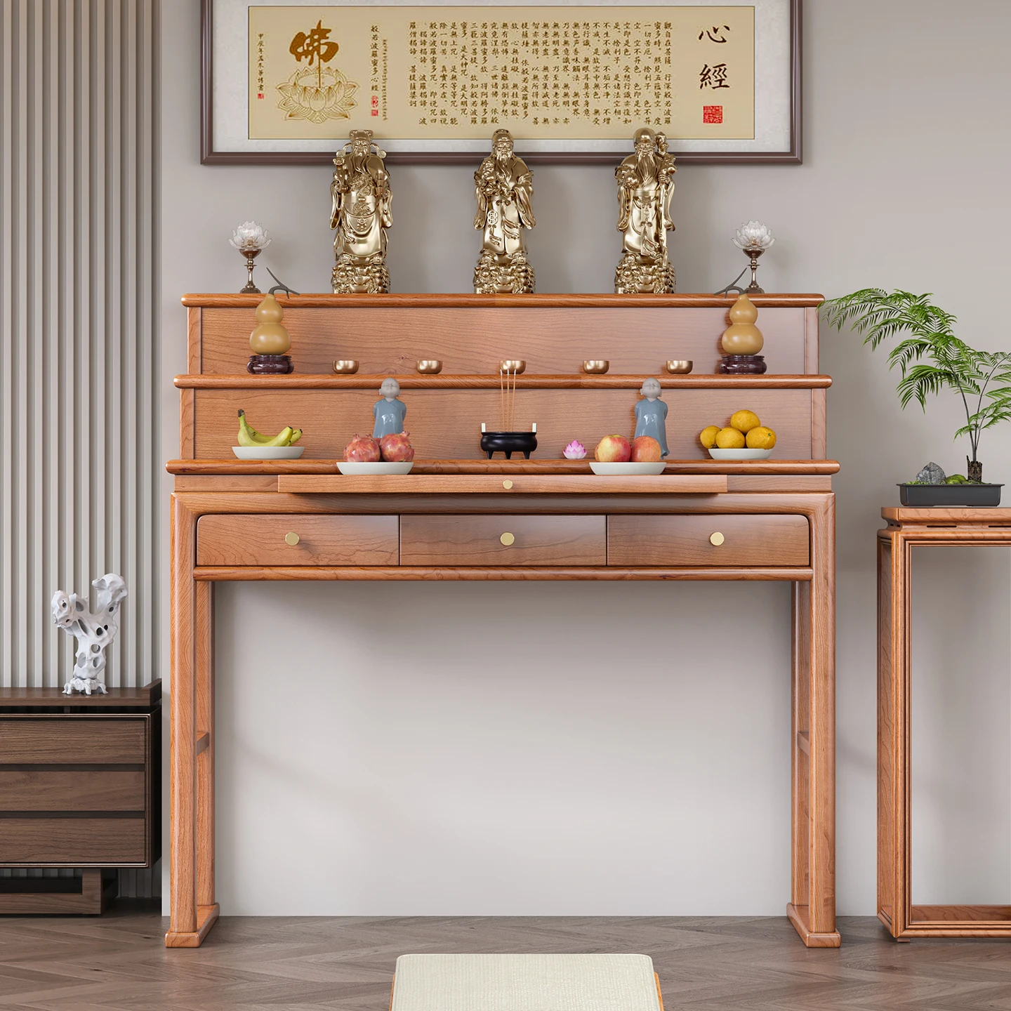 

LX Ebony Chinese Style Solid Wood Altar Incense Table for Home Living Room Buddha Shrine God of Wealth Altar