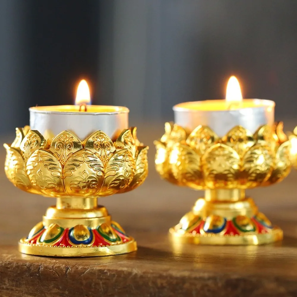 

Ornament Embossed Metal Lotus Candlestick Handicraft Mini Candle Holder Exquisite Candle Cup Home