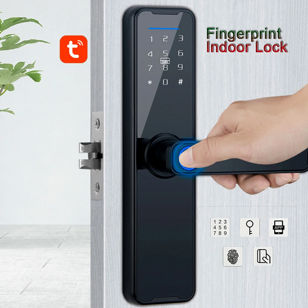 Smart Door Entry Lock Aluminum Alloy Multifunction Fingerprint Password Keypad Lock for Tuya APP tuya smart lock keypad deadbolt