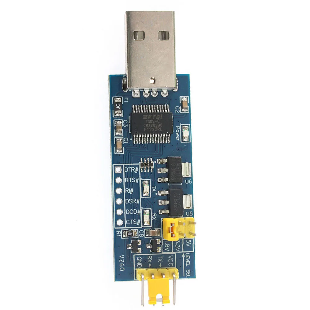 1/2 قطعة FT232RL USB إلى TTL وحدة مهايئ مسلسل 5 فولت/3.3 فولت/1.8 فولت مستوى محول UART تنزيل كابل لاردوينو