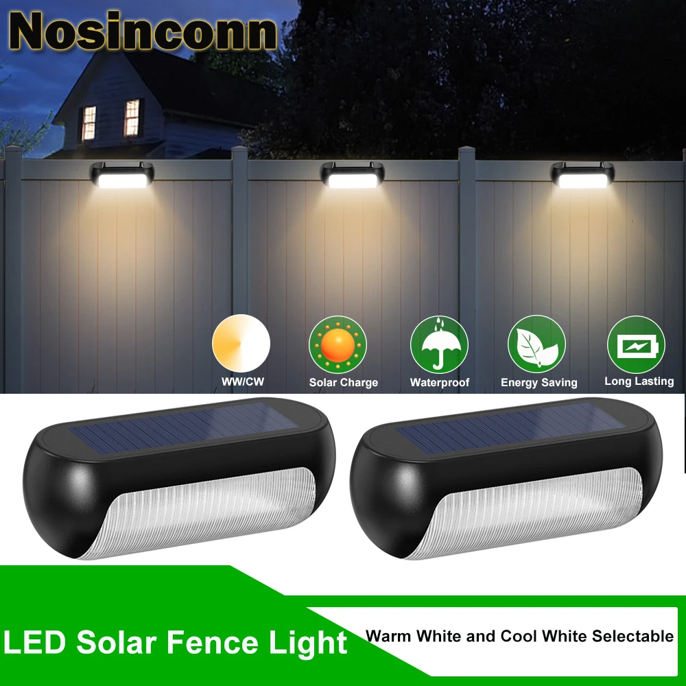 Çit için su geçirmez güneş ışıkları, Sıcak Beyaz ve Soğuk Beyaz, Siyah, ABS, LED Merdiven Güneş Işığı Garland güneş enerjili dış mekan ışıkları
