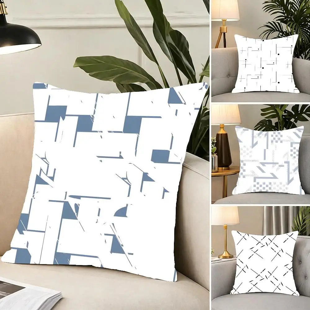 Modern Abstract S-Splicing Geometric Shading Cushion Cover Portable floor cushion for travel Yoga Minimalist text 2way tricot